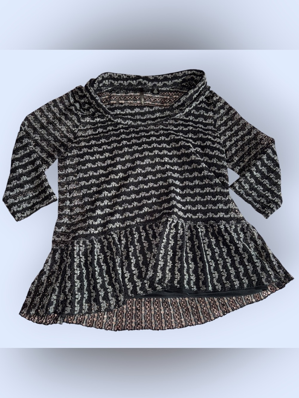 Skye’s The Limit Black and Gray Textured Peplum Top